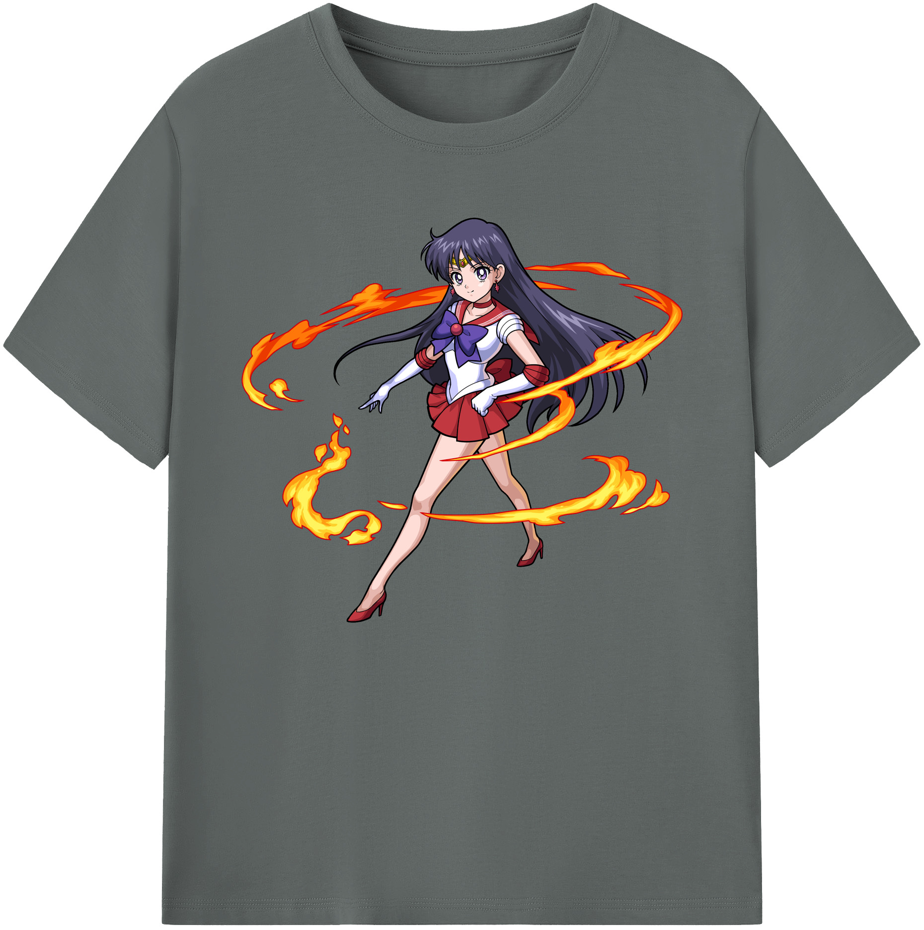 （画像用） 美少女戦士セーラームーン 火野レイ ひの レイ Sailor Moon Hino Rei （セーラーマーズ,Sailor Mars） 綿100％ メンズ半袖Tシャツ｜肌触りやわらか＆通気性